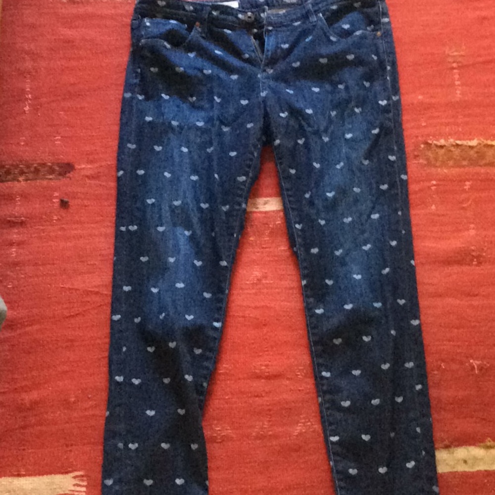 Heart denim capris